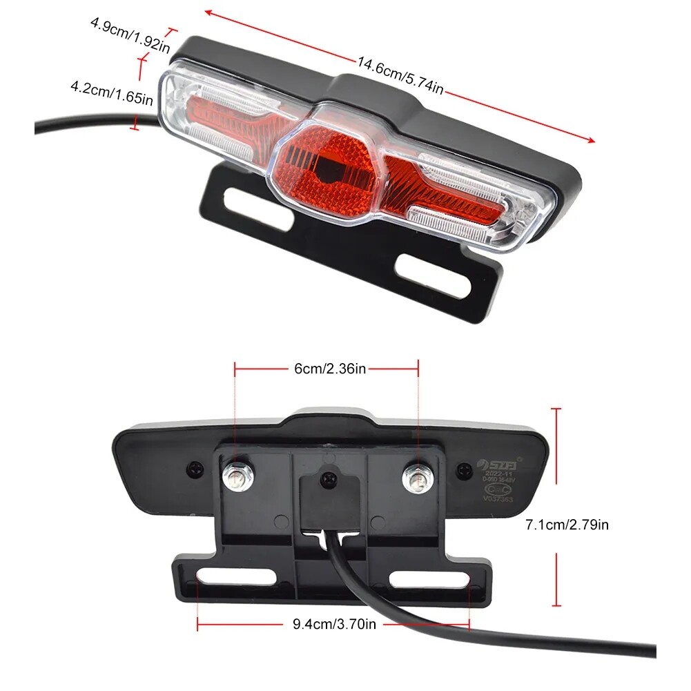 24V-48V E-Bike LED Headlight & Tail Light Set Horn Turn Signal Switch Button NEW