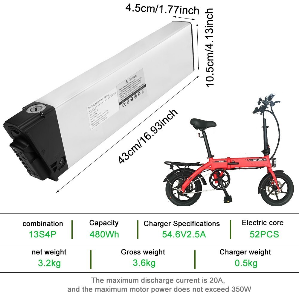 48V 10Ah SilverFish Ebike Battery 48V Lithium Battery 500W Electric Bike Battery