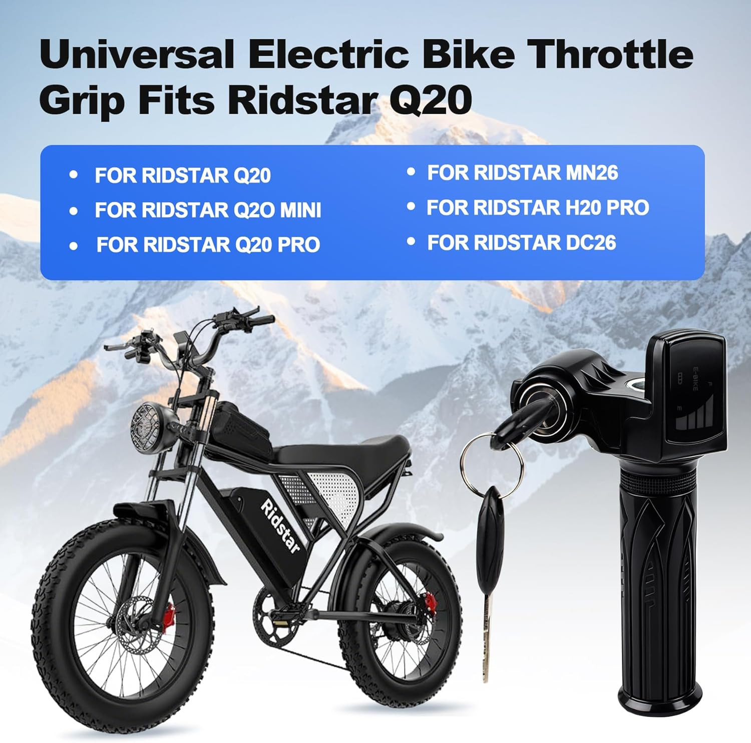 48V Ebike Full Twist Throttle,Lcd Display and Key Lock, Universal Electric Bike