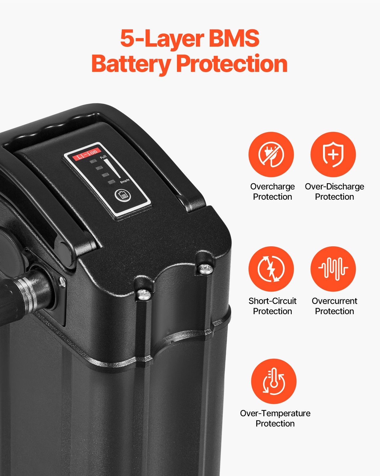 VEVOR Ebike Battery Electric Bike Lithium Battery 48V 15.6Ah for 1000W Motor BMS