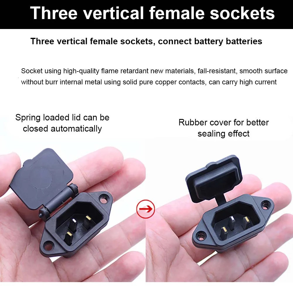 Electric Bike Battery Charging Socket Male / Female plug Battery Charger cable