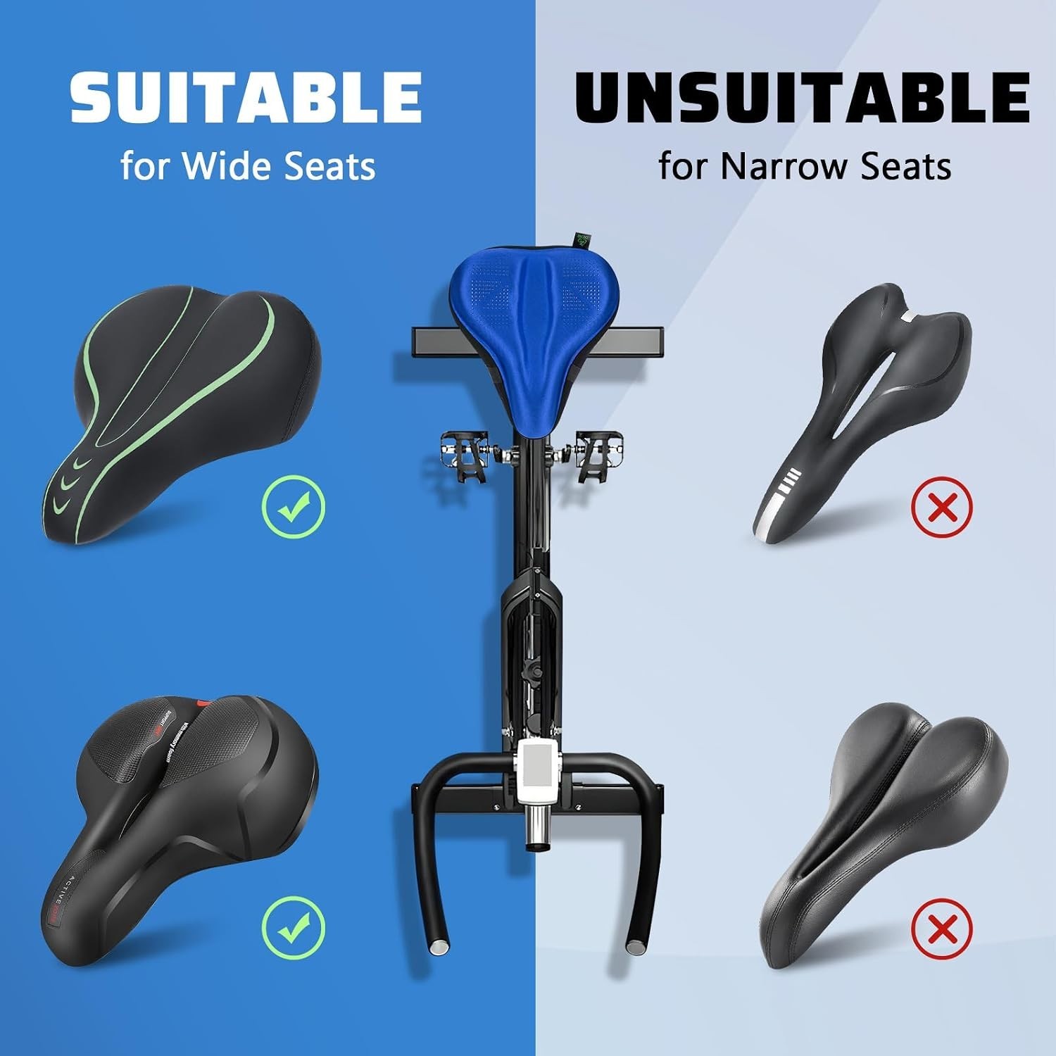 Bike Seat Cushion Padded Gel Cover for Bicycle Saddle