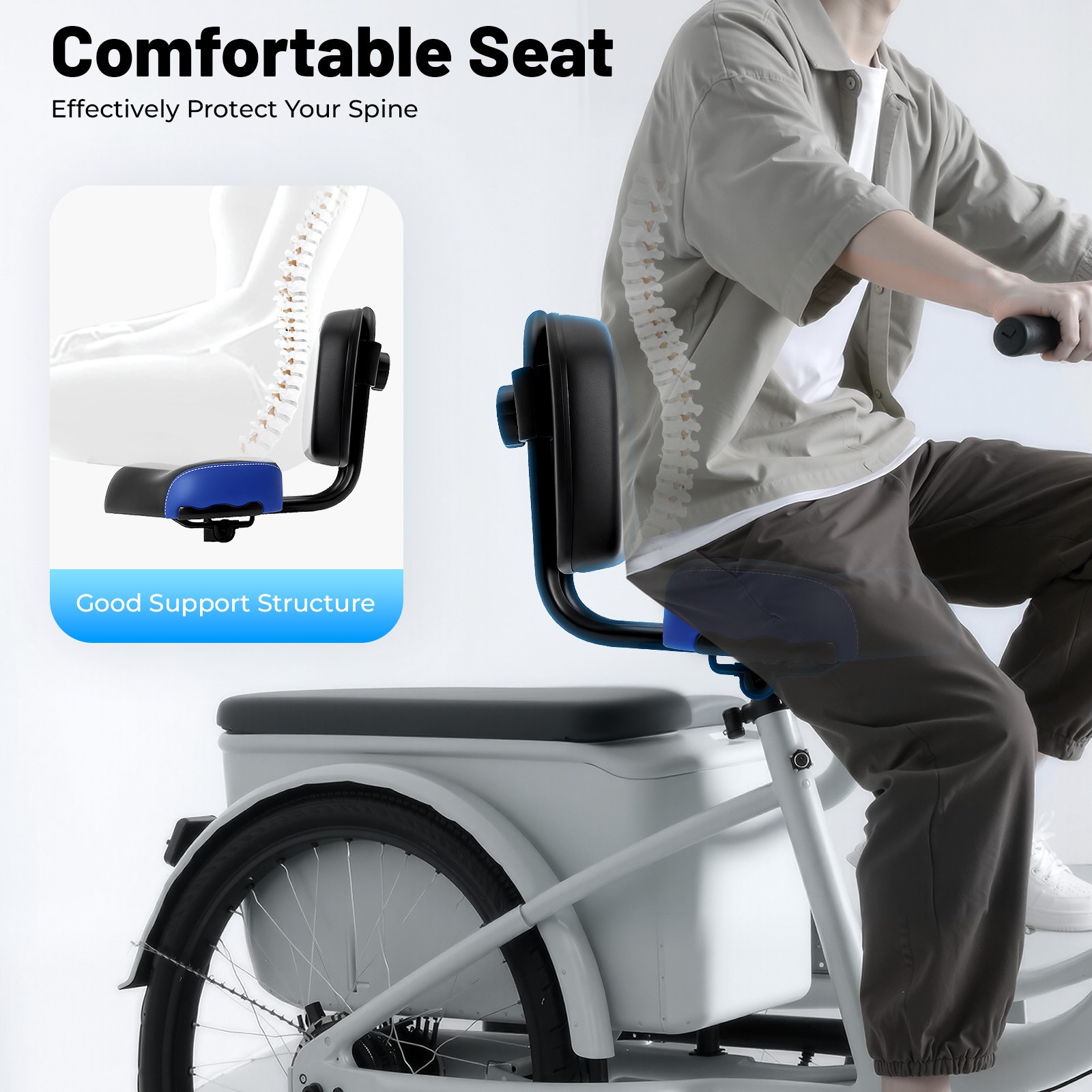Bike Seats for Wide Adult Tricycle Women Backrest Saddle Bik Seat w/Backrest new