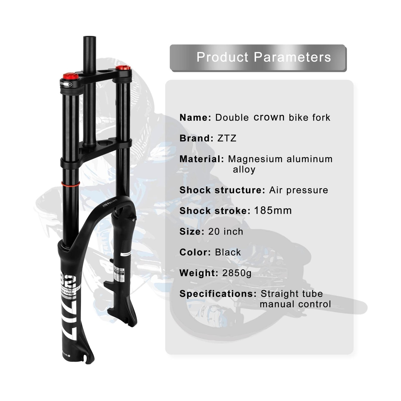ZTZ 20/26 inch 4.0 Fat Tire Bike Air Suspension Fork – 180mm Travel, 135mm Hu…