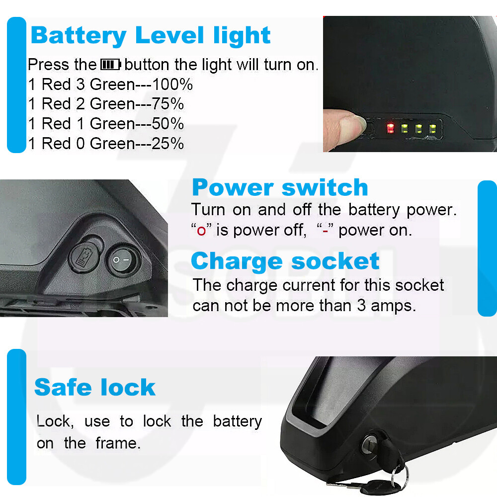Ebike Battery 48V 30Ah Samsung Li-ion Downtube for 50W~1500W Electric Bike Motor