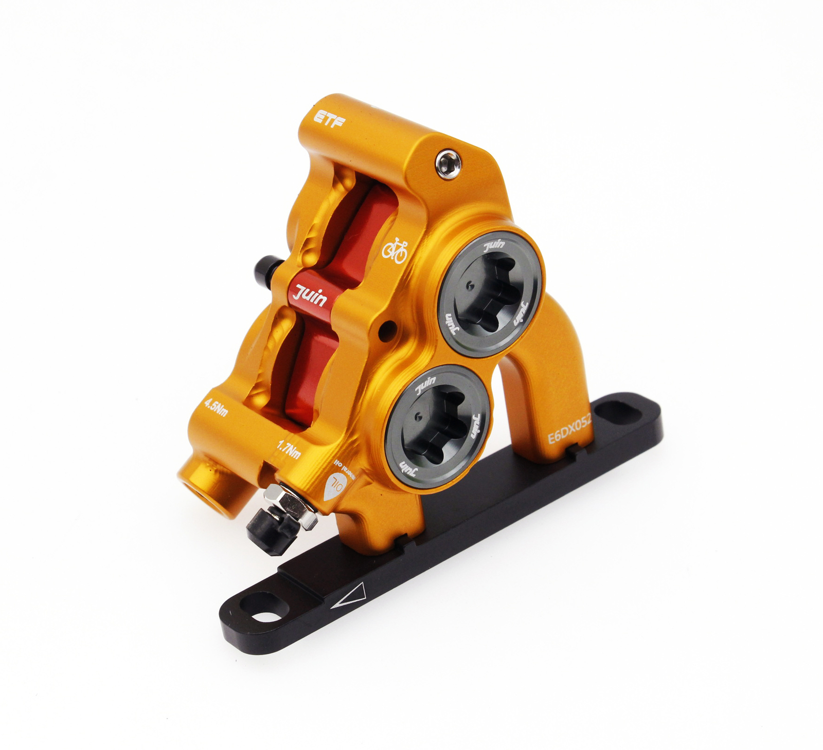 Gold Juin Tech ETF 4-Piston Flat Mount Brakes For Shimano Mineral Oil 160/140mm