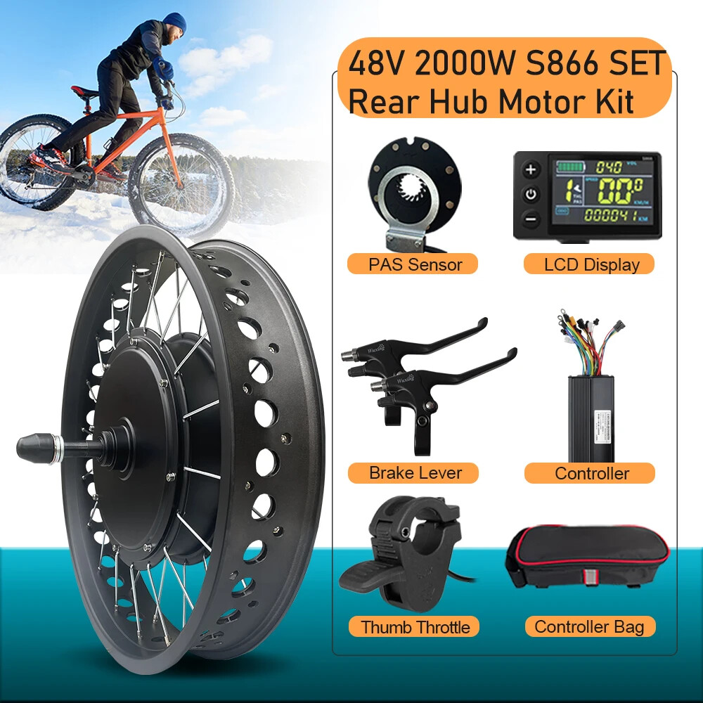 48V 2000W 20/24/26inch Snow E-bike Fat Brushless Gearless Rear Rotate Hub Motor