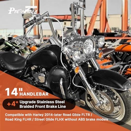 Front Brake Line 14″ Handlebars Extension Brake Cable NO ABS for Harley 2014