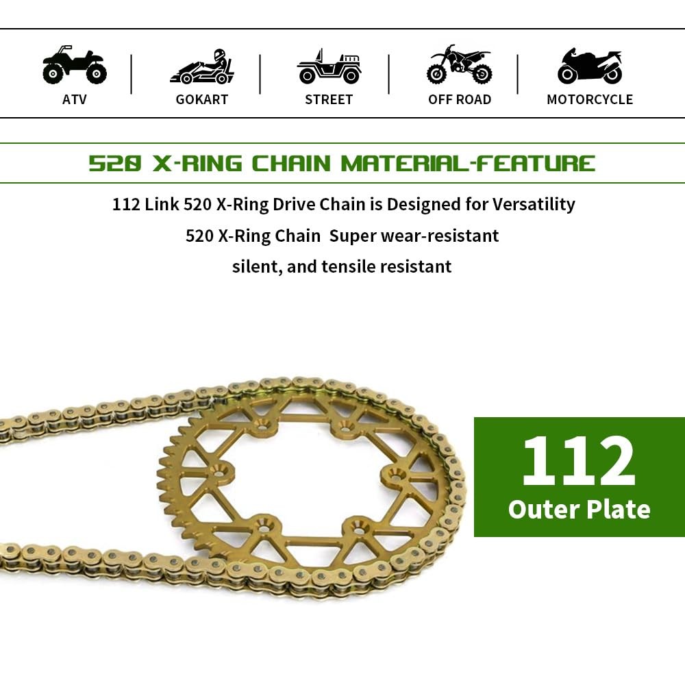 Gold 520 X-Ring Chain 112 Links – UniversalEnhanced Durability & 112
