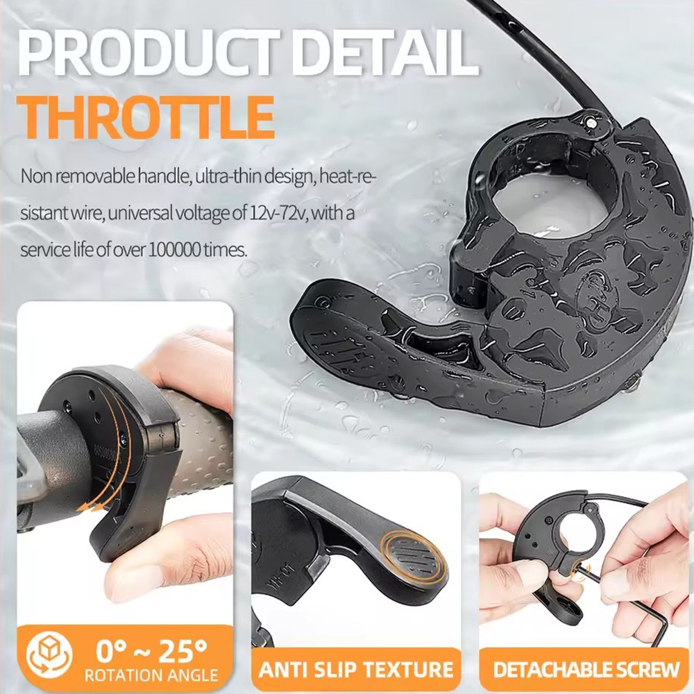 E-bike Thumb Throttle Hand Finger YH-001 Throttle 12V-72V 3-Pin SM/WP Plug HAU