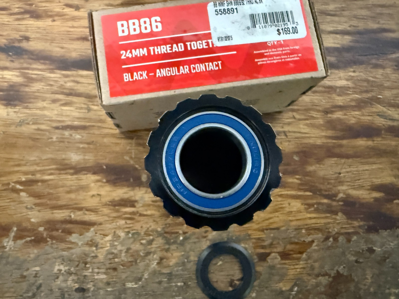 Wheels MFG BB86-OUT-BB Bottom Bracket BB86 24mm Thread Together Black ABEC-3