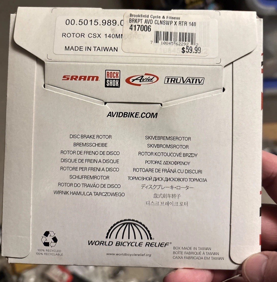 Avid Bike Disc Rotor CSX 140mm – 417006 Cleansweep