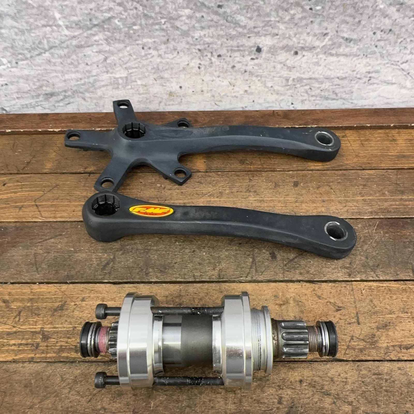 Vintage FMF BMX Crankset 175mm 110 BCD Splined Forged Arms Bottom Bracket Thread