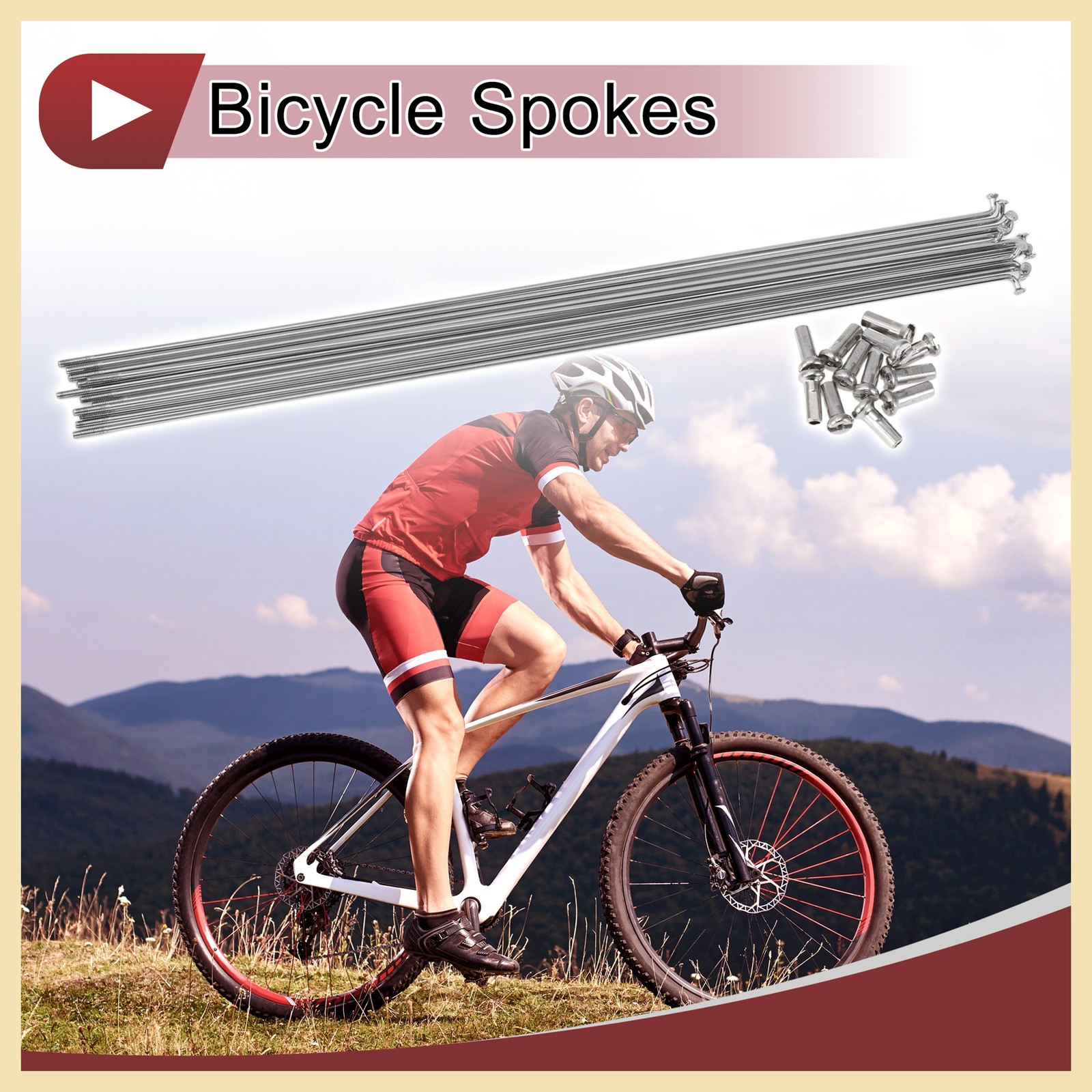 12Set 14G Bicycle Spokes 295mm Bike Wheel Spokes 304 Stainless Steel