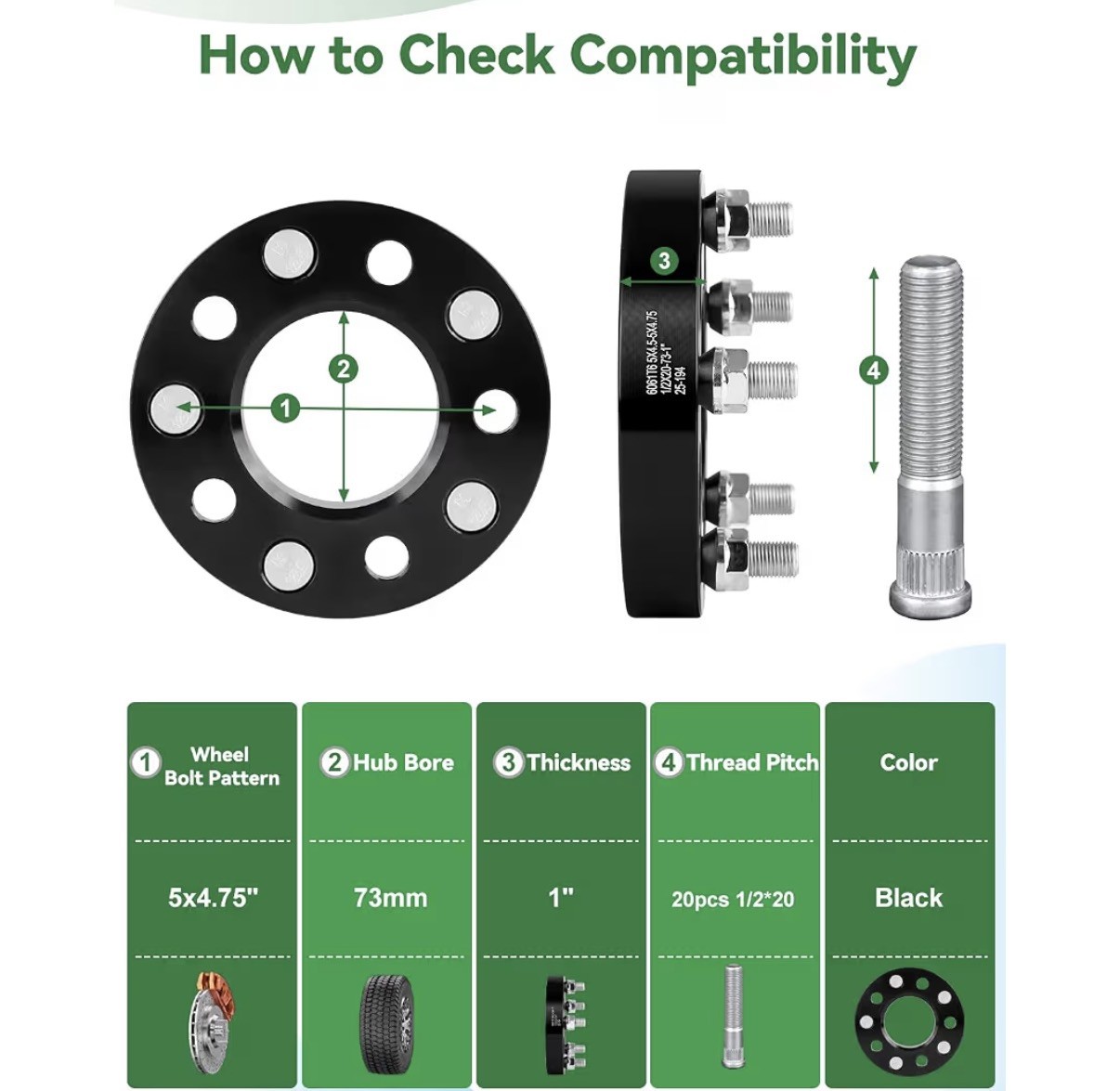 Wheel Adapters, 1inch 5×114.3mm to 5×120.65mm Wheel Adapter 5×4.5 to 5×4.75