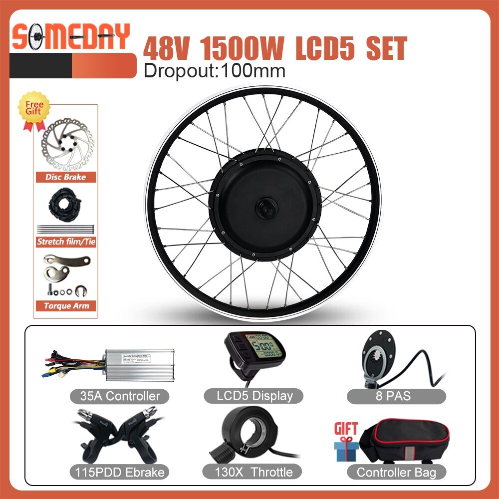 48V 1500W Front Hub Motor Wheel 20-29Inch/700C for Electric Bike Conversion Kit