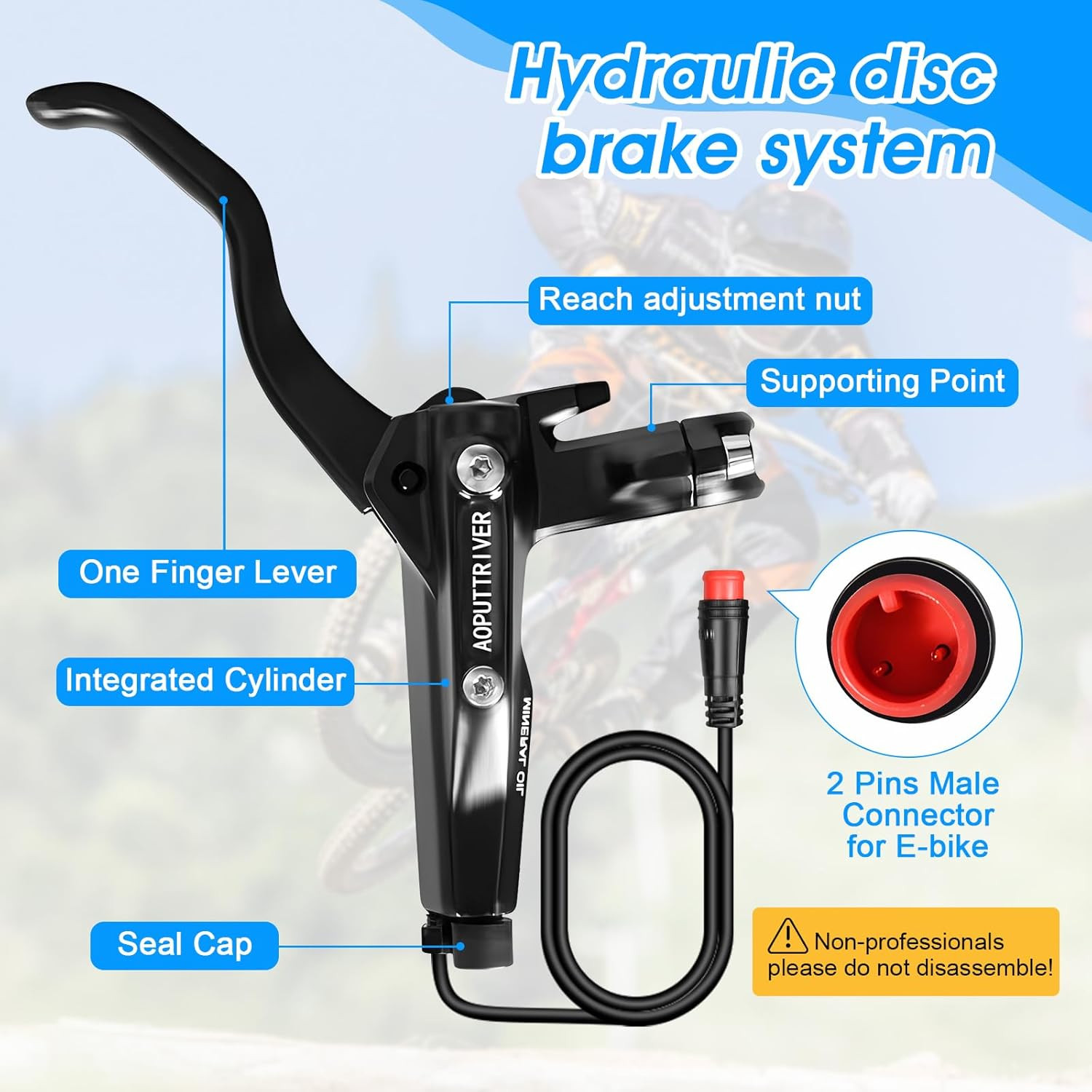 4-Piston E-Bike Hydraulic Disc Brake Set, 610NM Force, 180mm Rotors