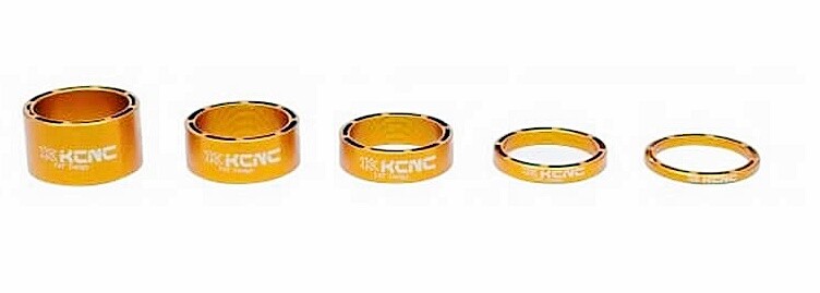 KCNC HOLLOW 1 1/8″ HEADSET SPACER SET 3-5-10-14-20MM ROAD MTB – GOLD /USPS