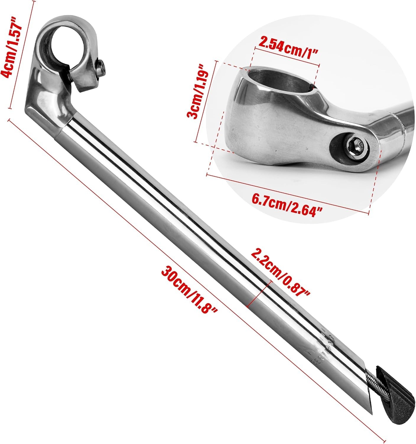 Bike Quill Stem 22.2mm x 300mm Clamp 25.4mm Aluminum Alloy and Steel Goosenec…