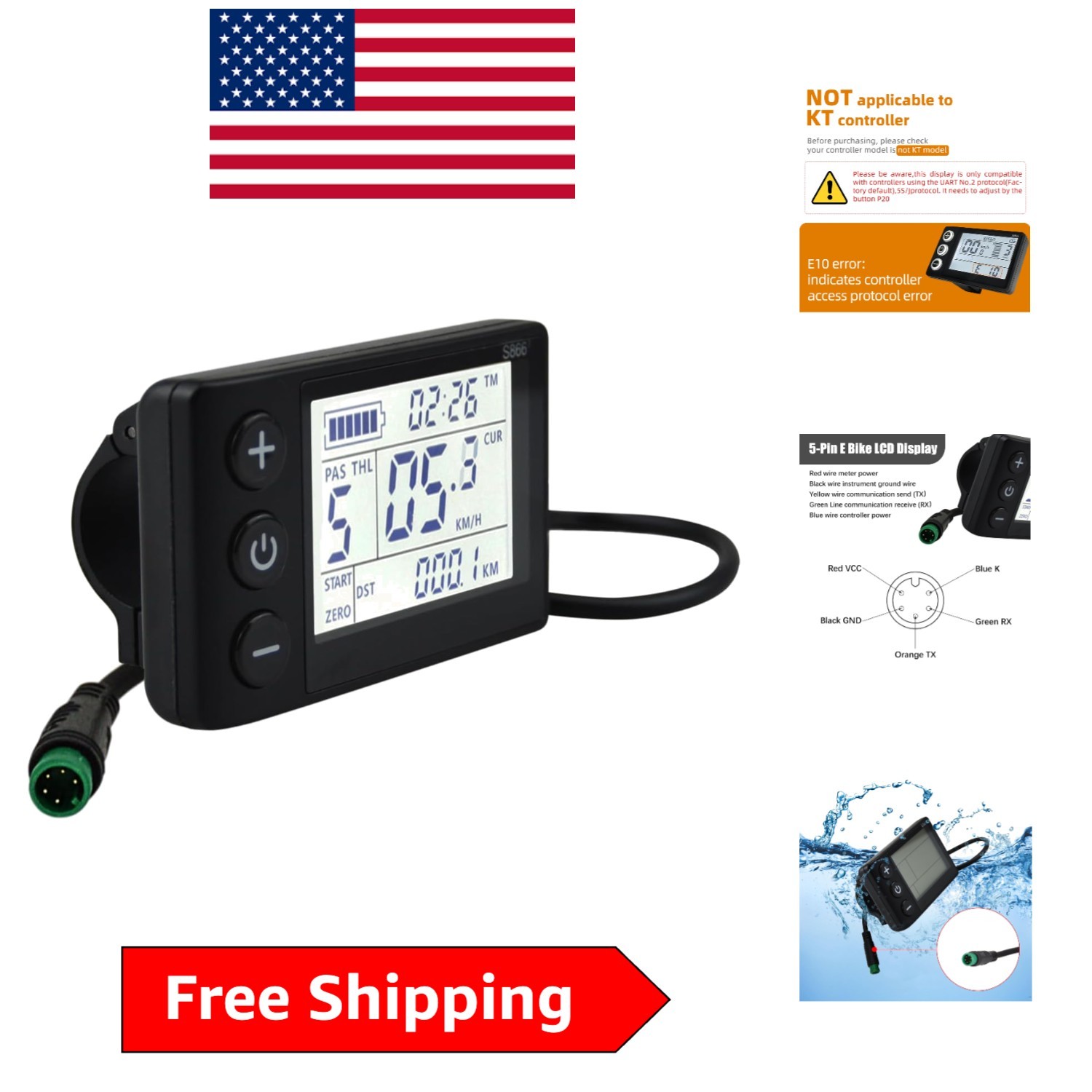 Wireless Speedometer & Odometer for Electric Bikes – S866 LCD Display Control
