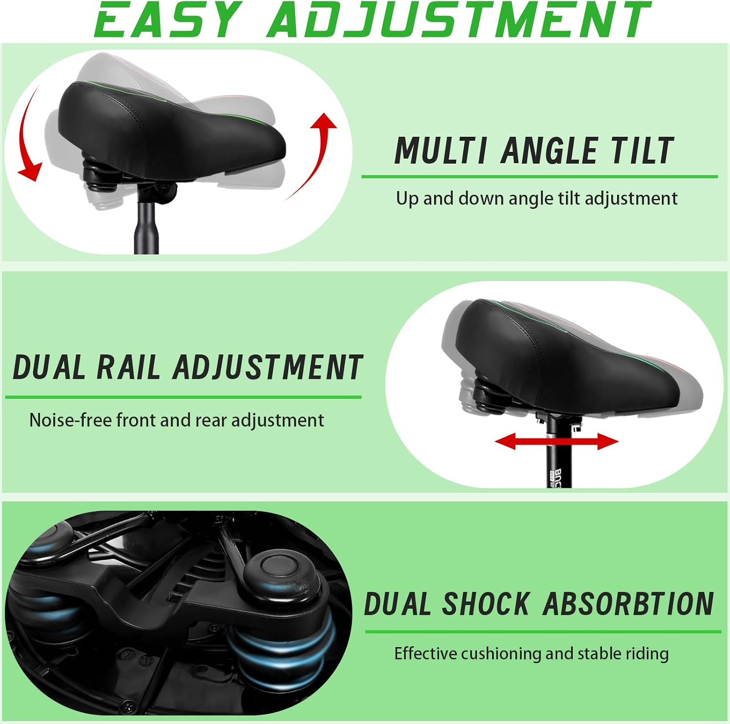 Wide Bike Seat for Men Women Ebike Seats Comfort Extra Large Comfortable Bicycle