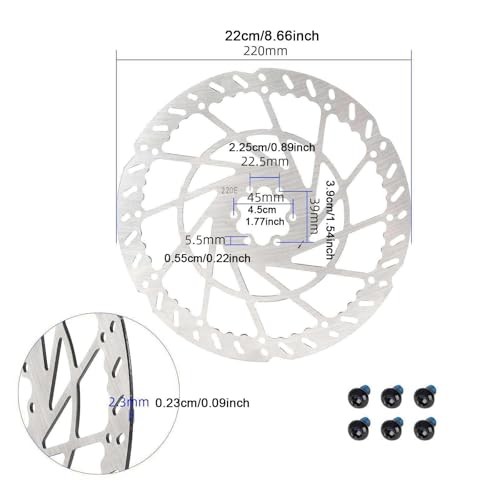 8.66» Brake Disc Rotor, 2.3mm Thick Stainless Steel Motorcycle Brake Rotor