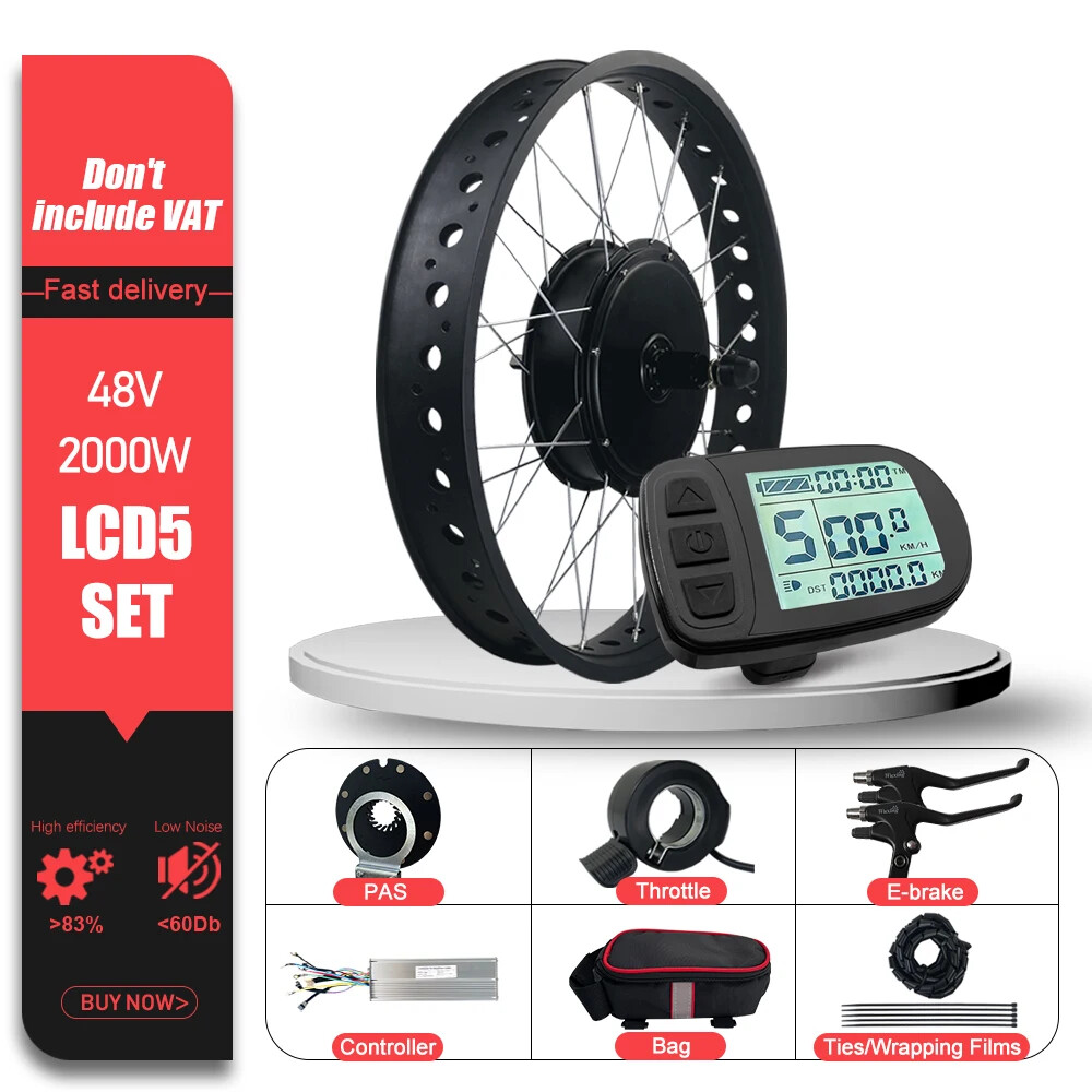 48V 2000W 4.0Tyre Hub Motor Wheel Dropout 190mm for Snow E-bike Conversion Kit