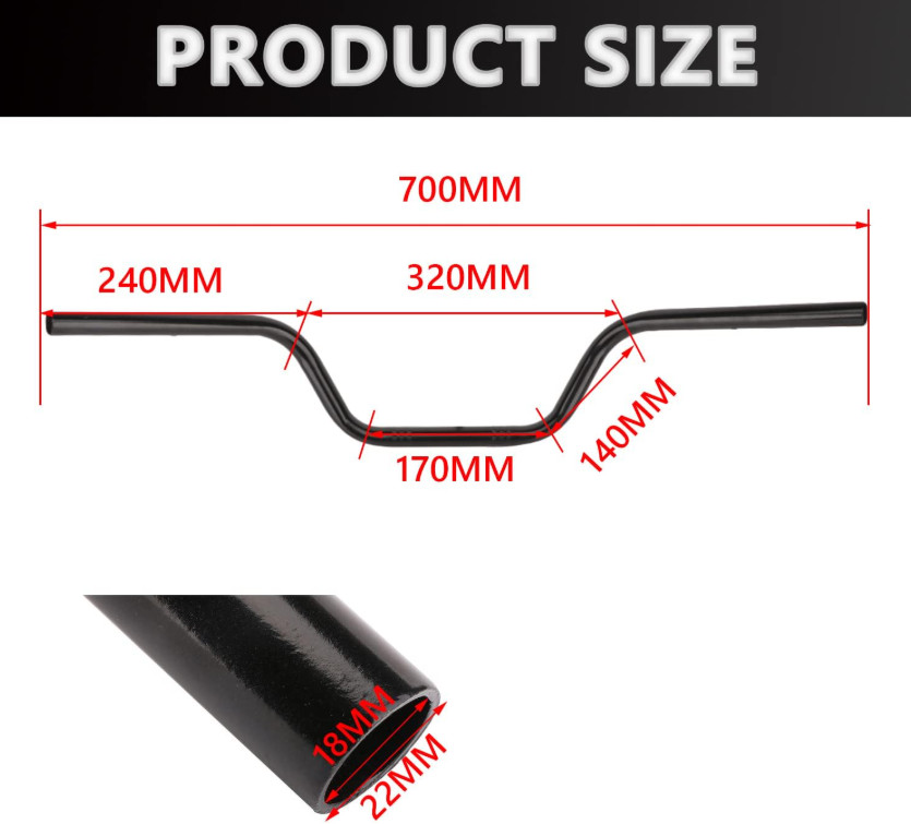Manillar moto 7/8 pulg alto tipo tracker universal para cruiser y custom negro