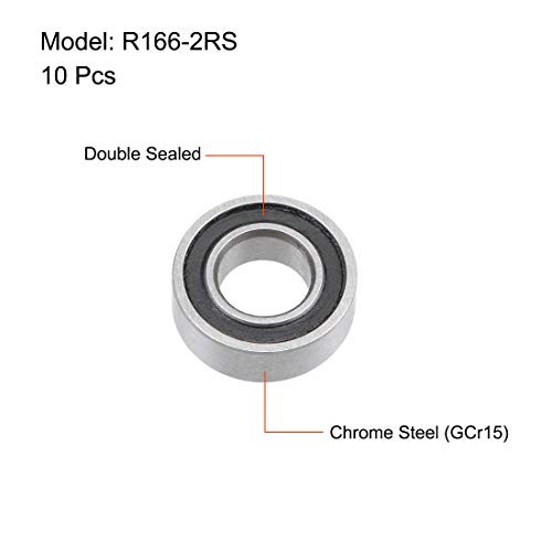 R166-2RS Deep Groove Ball Bearing 3/16-inchx3/8-inchx1/8-inch 3/16″x3/8″x1/8″