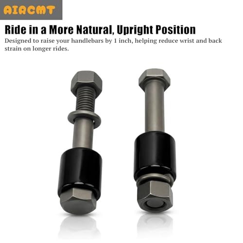 1 Pair Handlebar Riser Extension Spacers, Adds 1″ Height, Gloss Black Powder