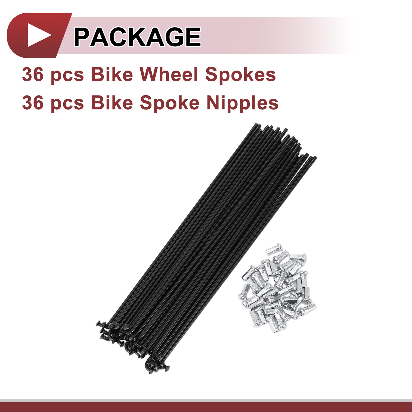 36 Set 12G Bicycle Spokes 215mm Bike Wheel Spokes 45 Steel Black
