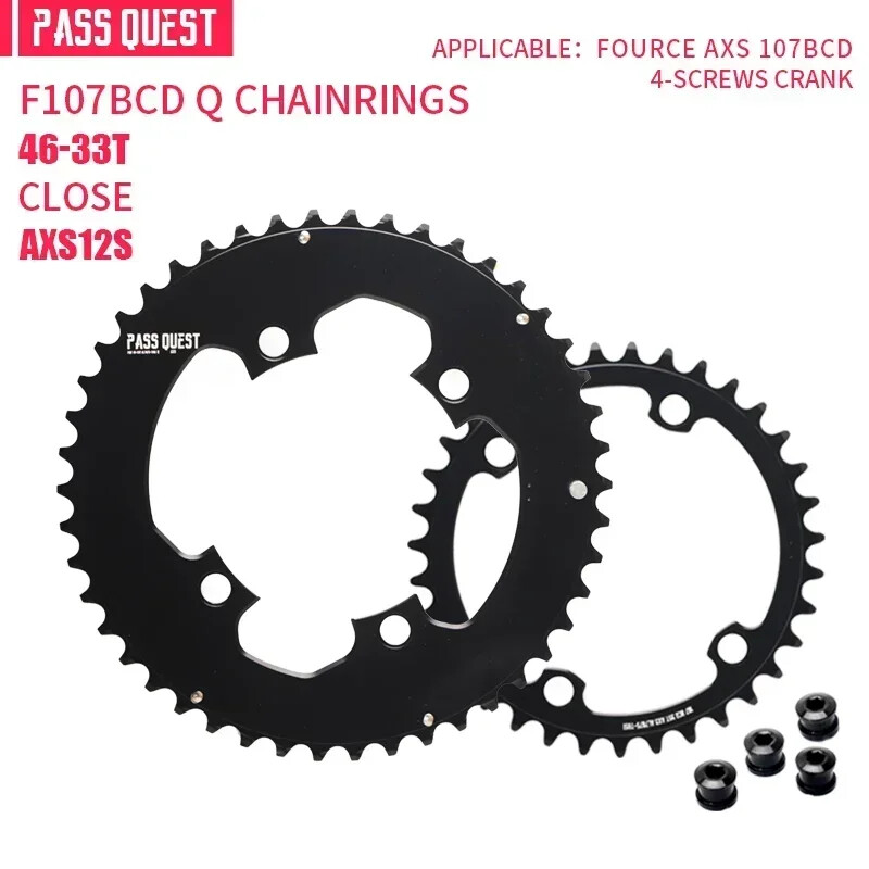 107BCD Double Chainring for 12S Road/Gravel Bike 46-33T 48-35T 50-37T 52-39T