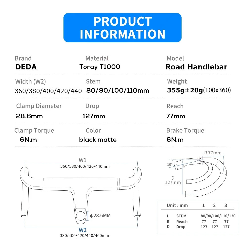 Road Bicycle Stem -10° Internal Cable Integrated Carbon Handlebar With Spacers