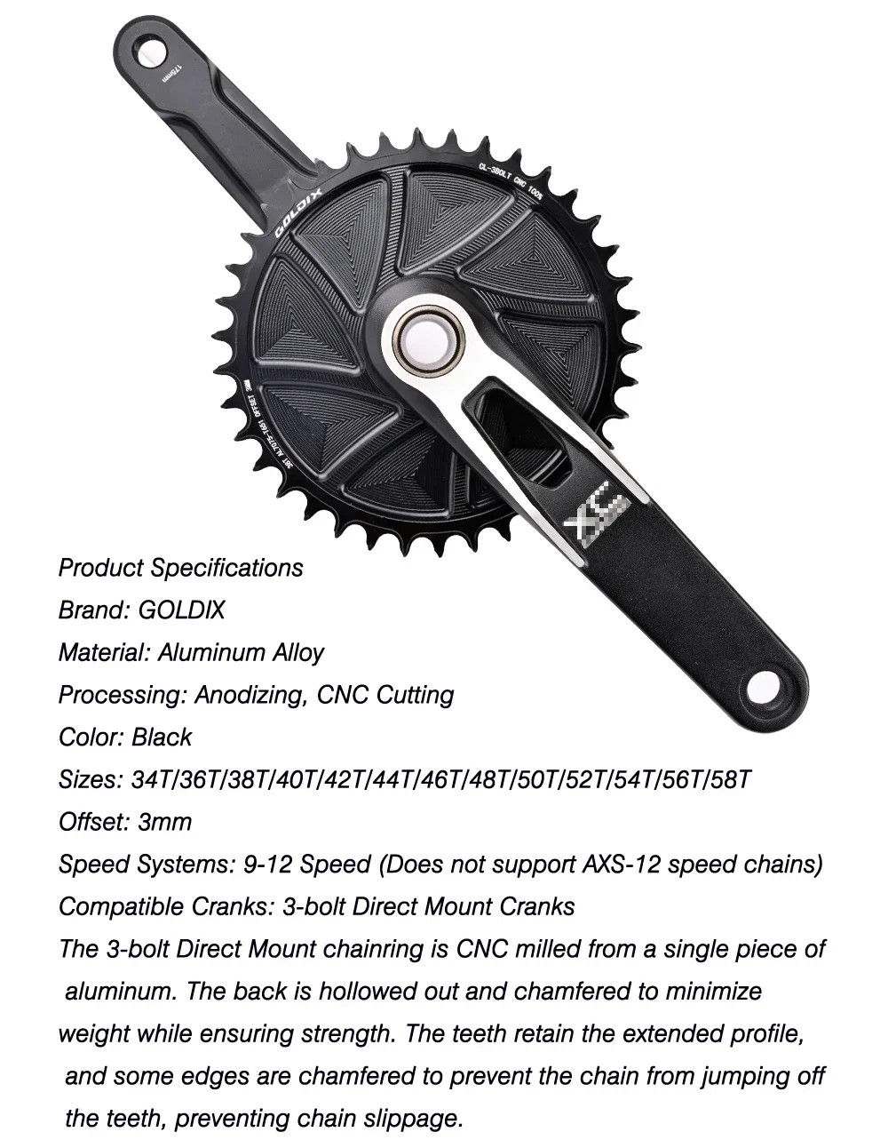 3mm Offset 3-Bolt AERO Wide Narrow Teeth Chainring for MTB Road Bicycle Crankset