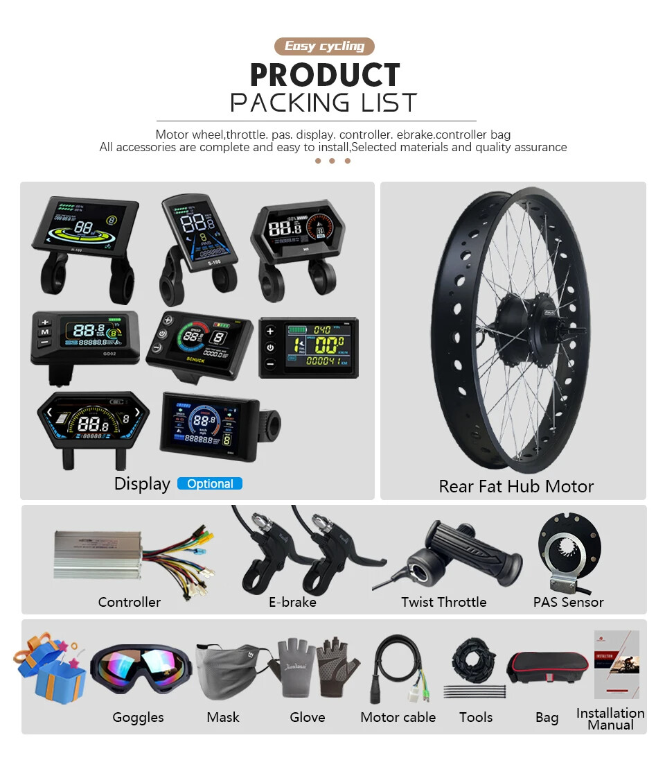 Ebike Conversion Kit 48V 750W 4.0 Tyre Rear Rotate Hub Motor Wheel Dropout 170mm