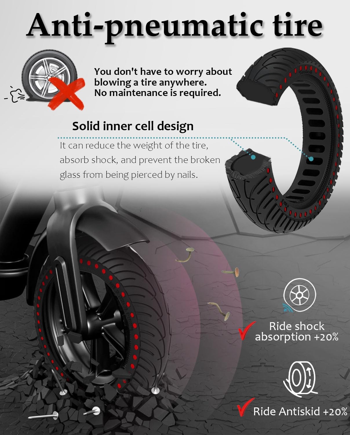 Felixstory 8.5X2 Inches Solid Tires8 1/2 X2 Tire Replacement For Electric