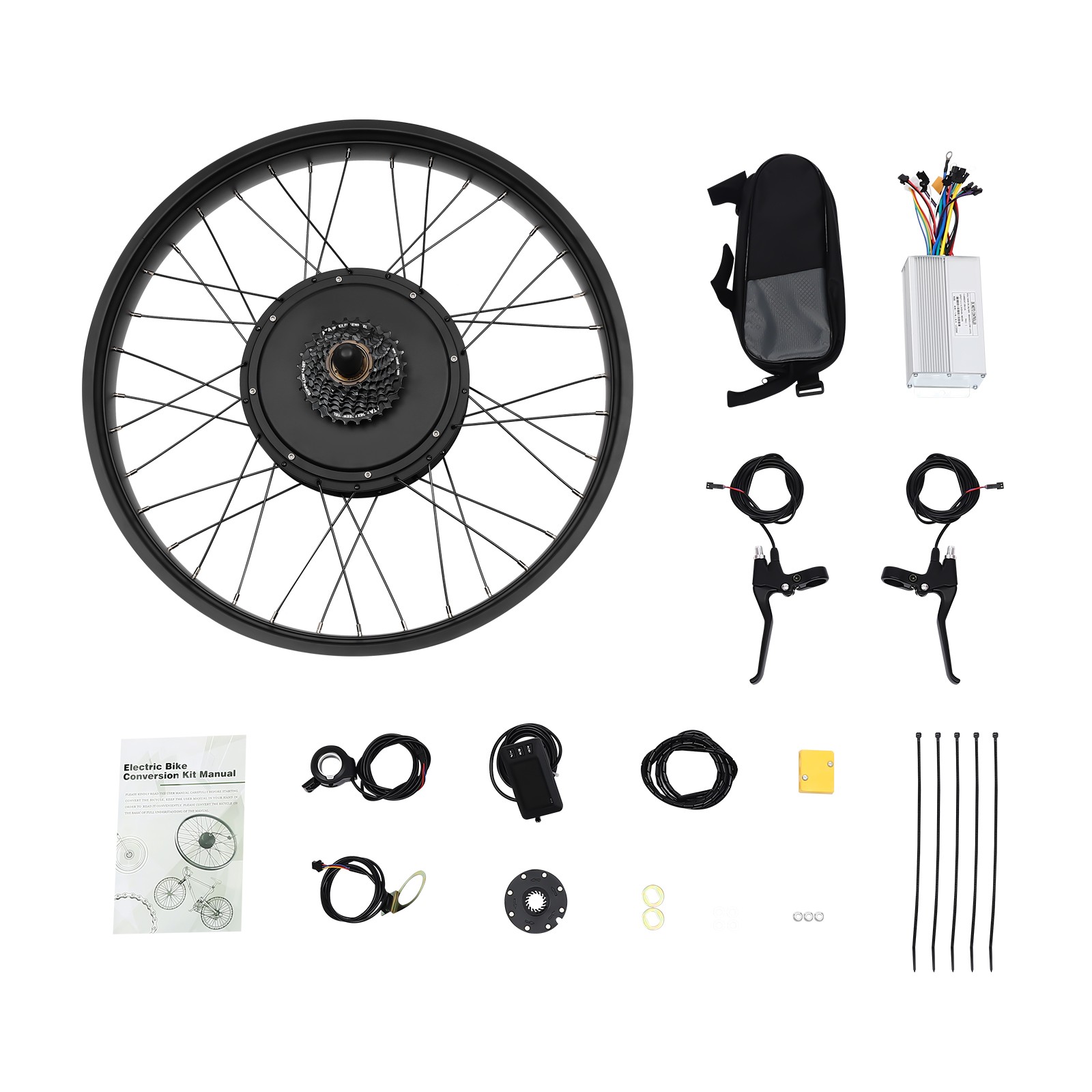 26″ Electric Bicycle Conversion Kit Fat Tire E-Bike Rear Hub Motor LCD 48V 1000W