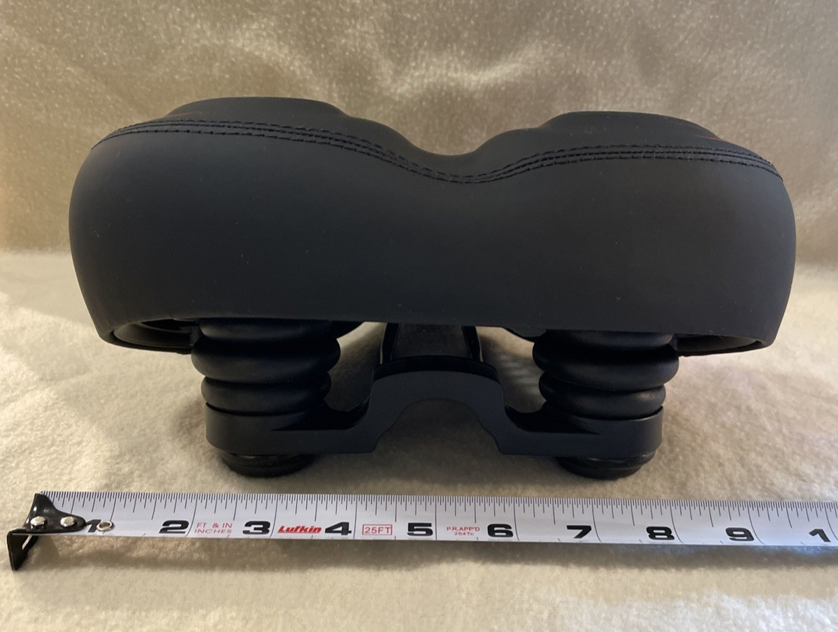 Wide Comfort Peloton Bicycle Saddle Seat Black Red Synthetic Steel New w/o Tags