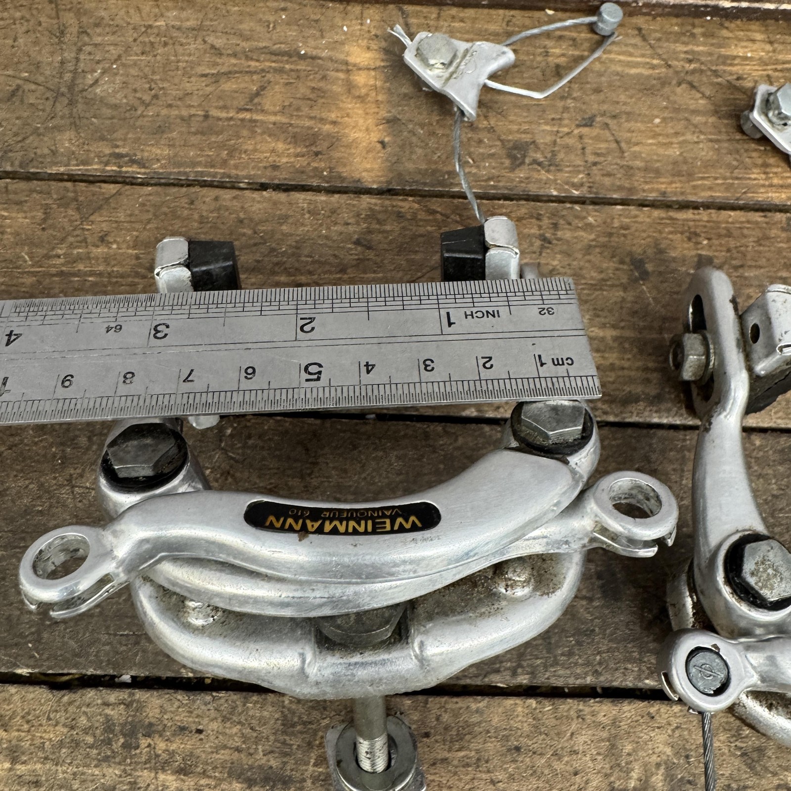 Vintage Weinmann Vainqueur 750 610 Silver Center Pull Caliper Brakes Black Logo