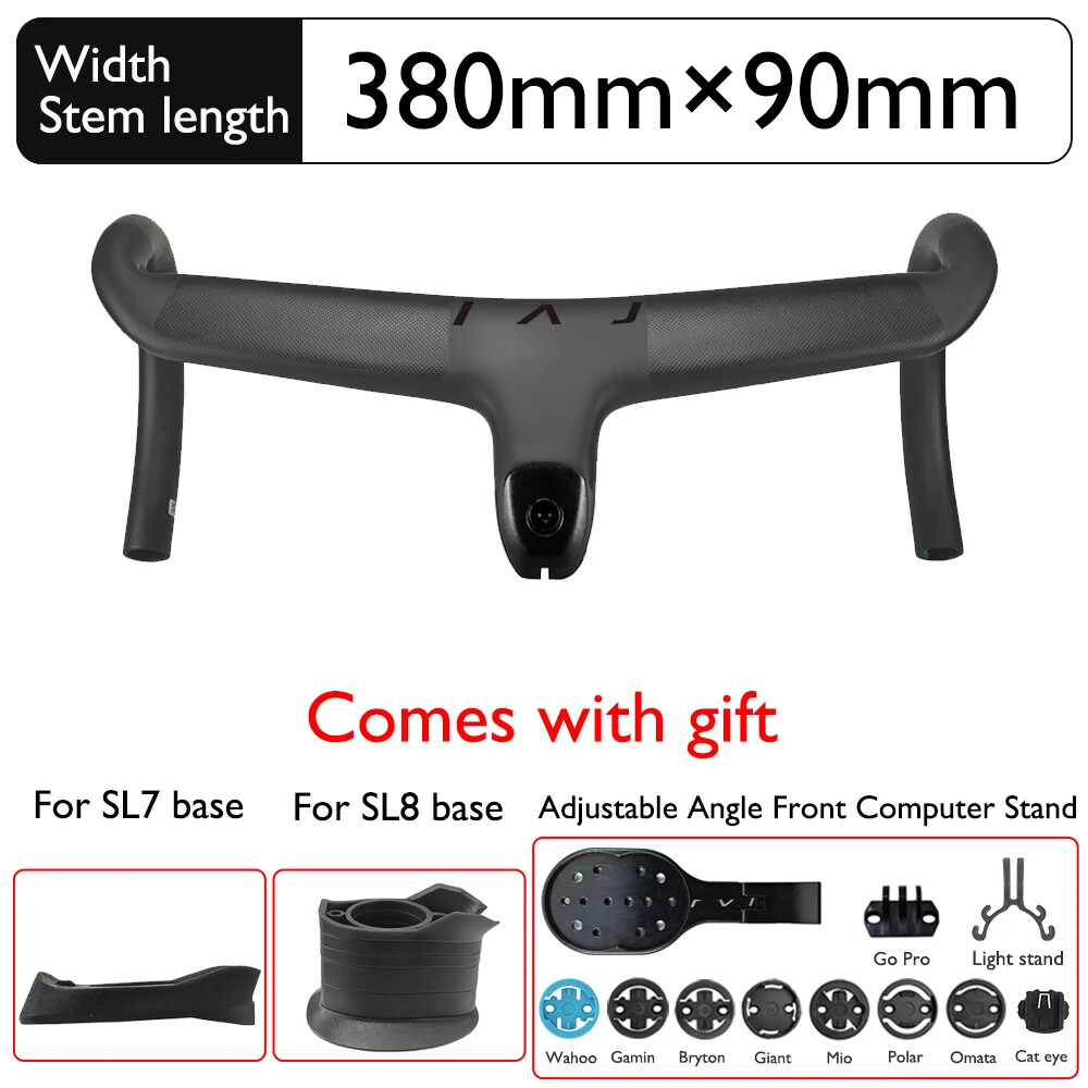 Road Bike Carbon Fiber Integrated Handlebars Internal Wiring 28.6mm 380-440mm