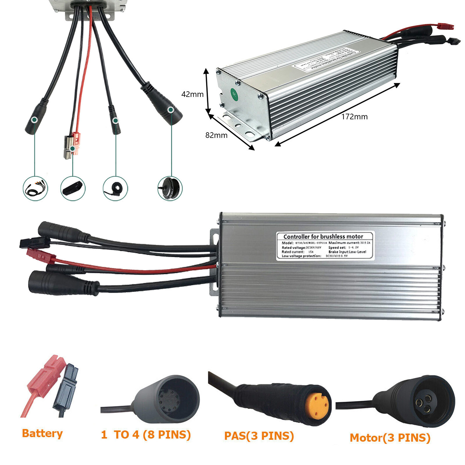 30A 36V 48V KT Waterproof Controller For 1000W 1500W E-bike Brushless Motor