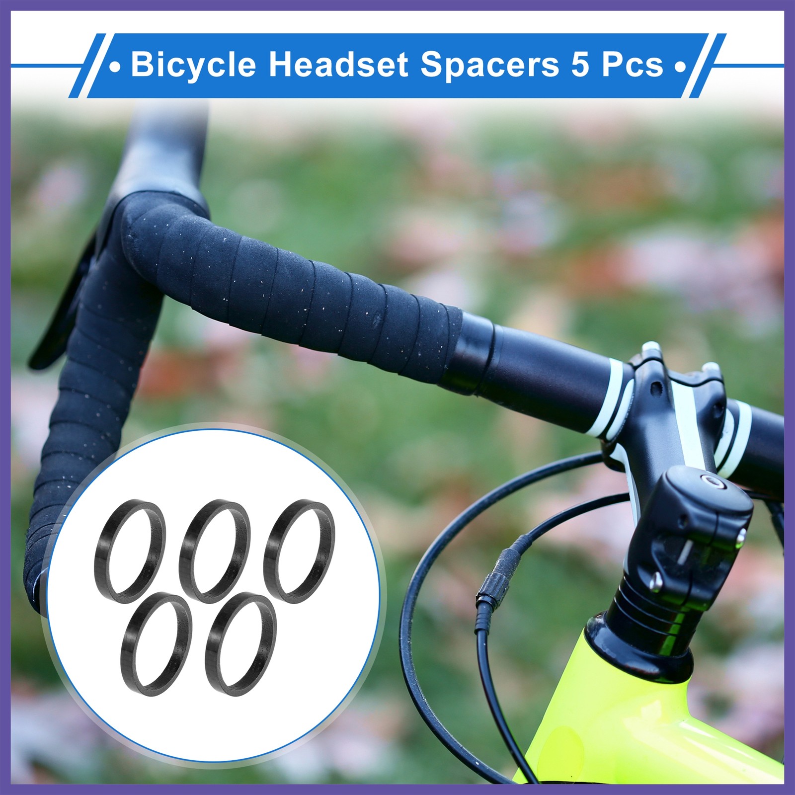 Bicycle Headset Spacers 5mm 31.8mm 1-1/4″ Carbon Fiber Gloss Black