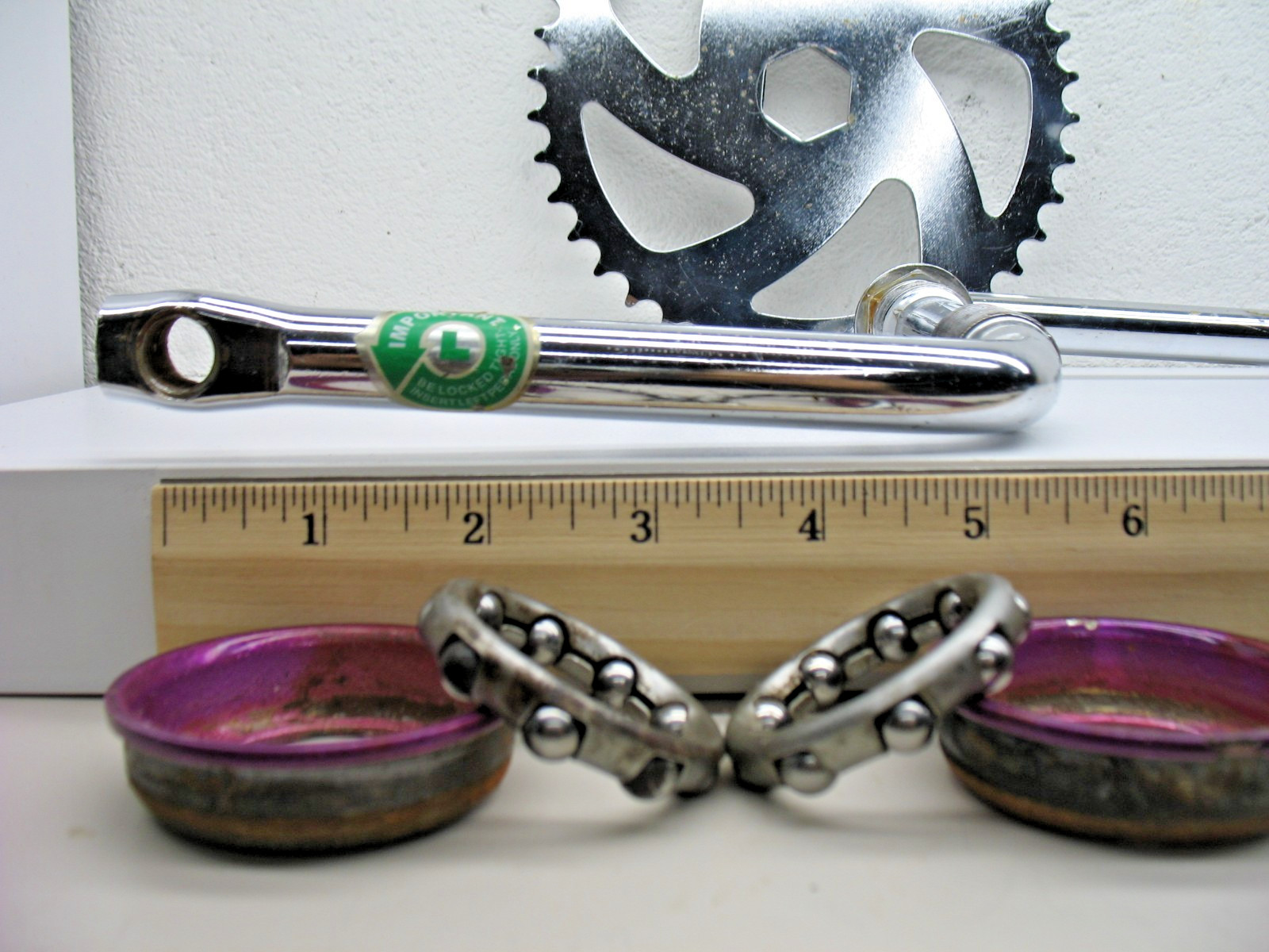 Chrome/Silver Steel Crank 40 Tooth Chainring, 140mm (5-1/2″) with B/B Set-USED