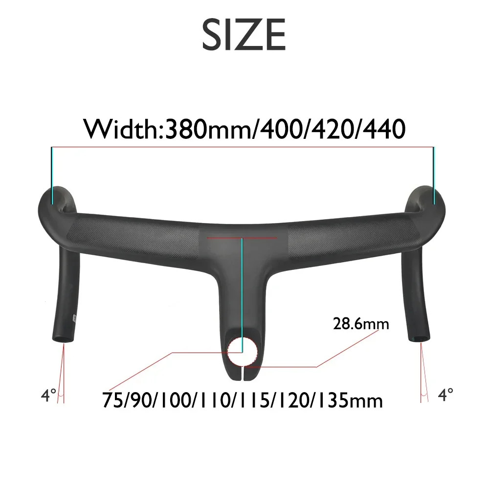 Road Bike Carbo Handlebar 6 Degree Stem Internal Cable Routing Cockpit Di2