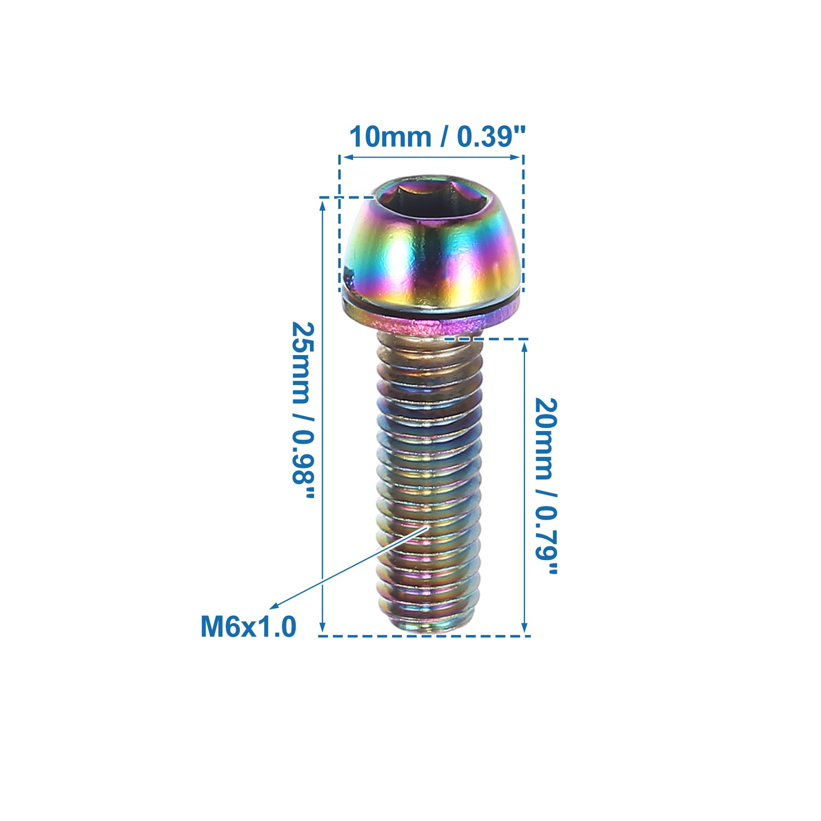 6 Pcs Bicycle Stem Screws for Bike Bicycle Stem M6x20mm Steel Assorted Color