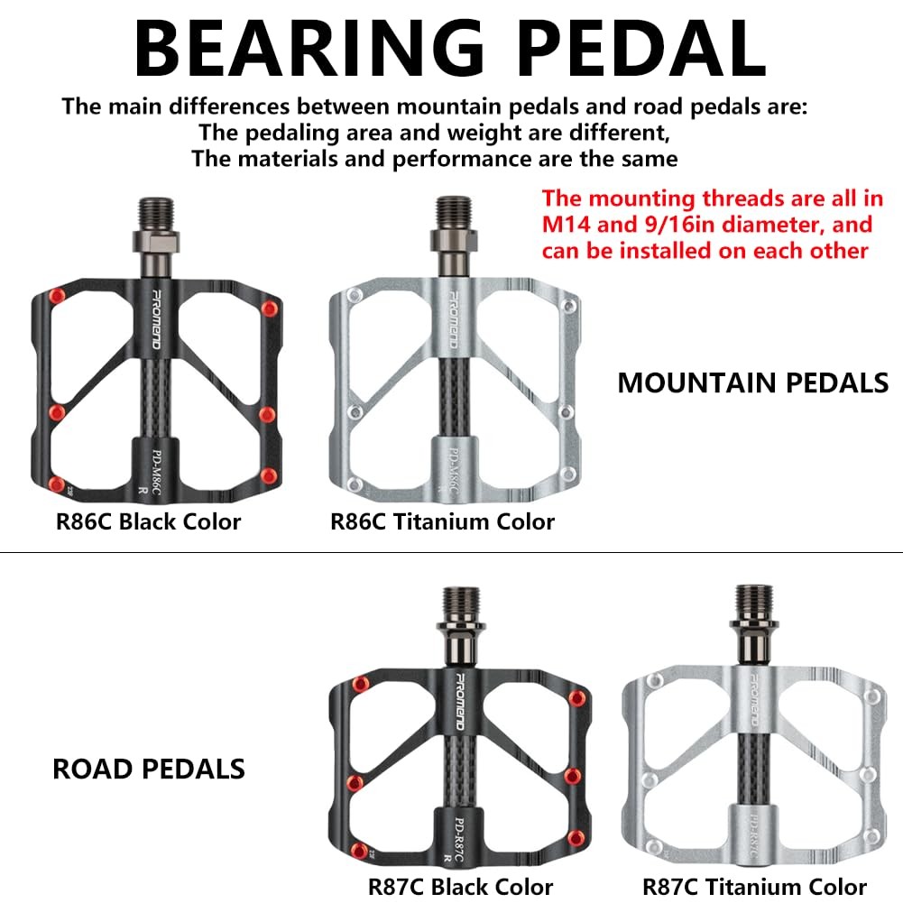 Aluminum Alloy & Carbon Fiber MTB Pedals – 9/16″ Sealed 3-Bearing System | Li…