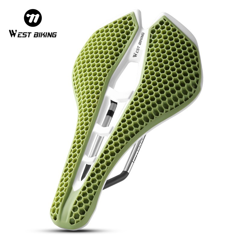WEST BIKING Bicycle Saddle 3D Honeycomb Hollow Racing Bike Seat Cushion Green