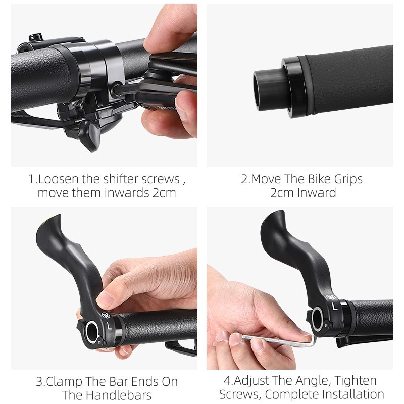 MTB Bike Handlebar Bar Ends Ergonomic Extended Bicycle Bar Ends Black a Pair