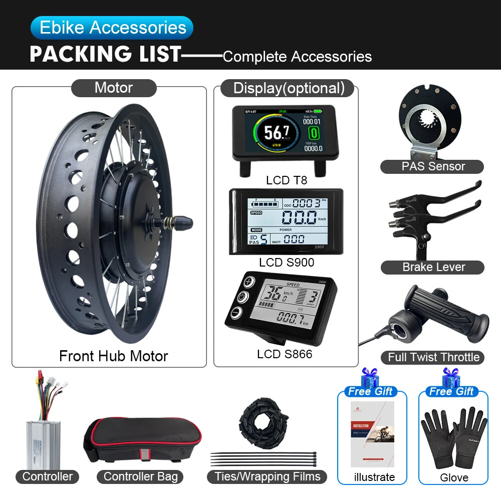 20/24/26inch E-bike Fat Tire Conversion Kit 48V 1500W Front Wheel Conversion Kit