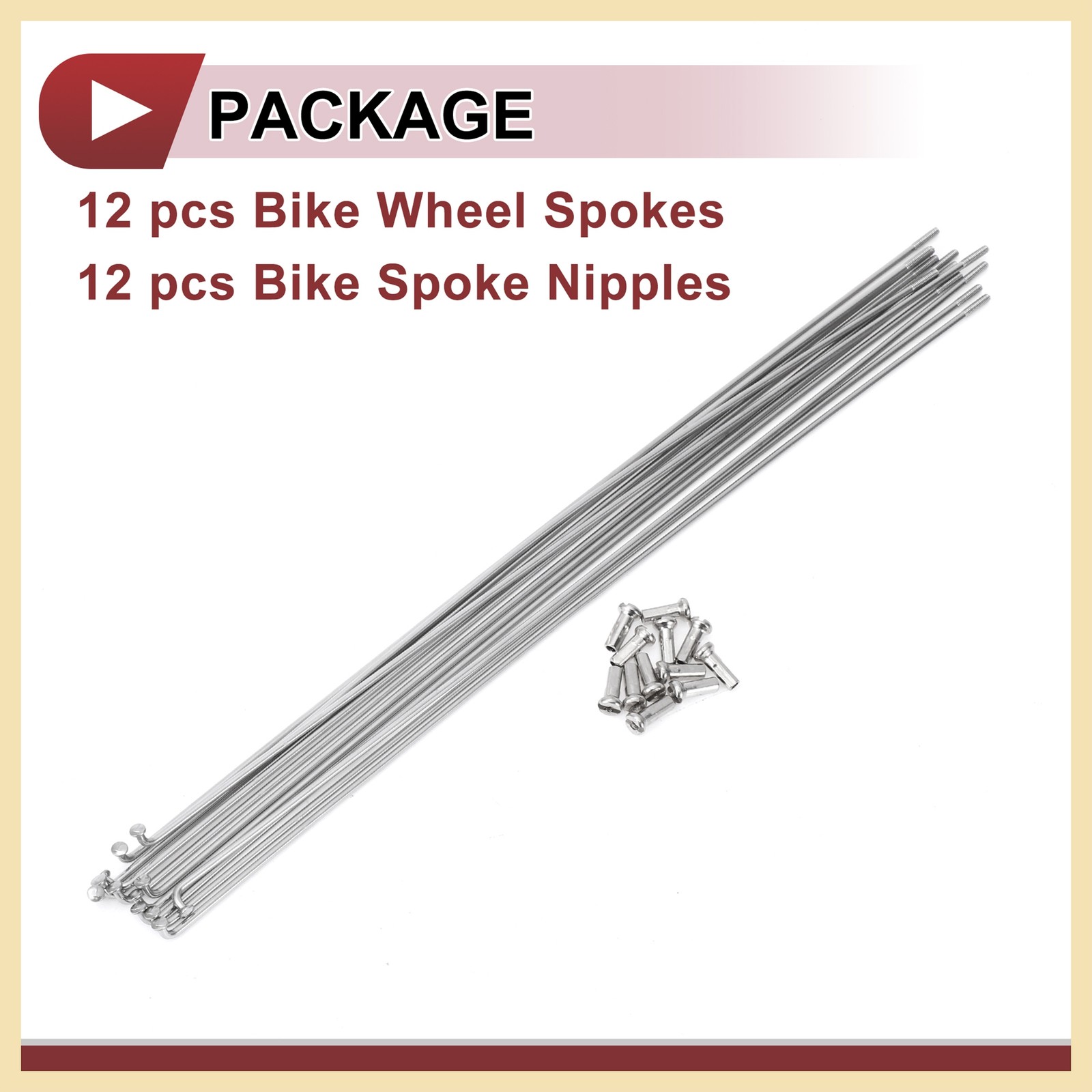 12Set 14G Bicycle Spokes 275mm Bike Wheel Spokes 304 Stainless Steel